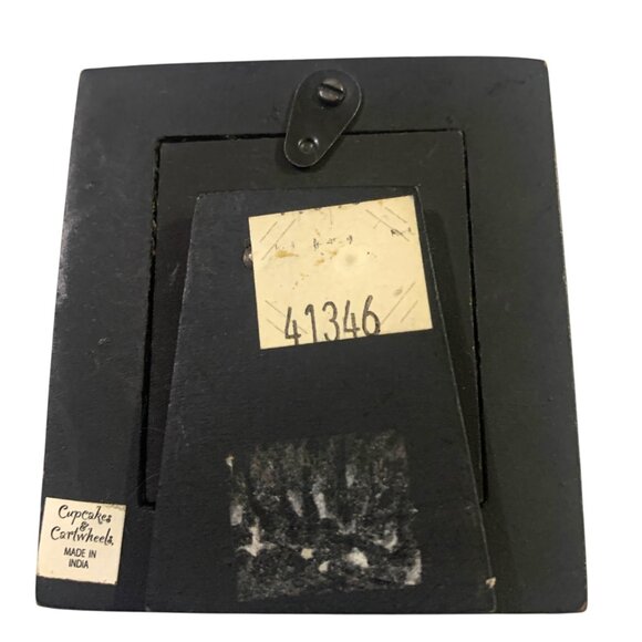 VTG Cupcakes & Cartwheels Micro Picture Frame Blue Pink Crystals 1.25x1.5 Photo - Picture 2 of 7